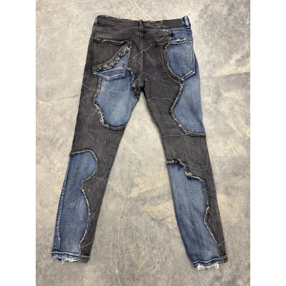 VALABASAS Men's Size 36 Patchwork Distressed Denim Jeans - Picture 6 of 7